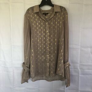 NWOT Banana Republic Sheer Dillon Shirt, Button Down, Grey and Gold - Size XL